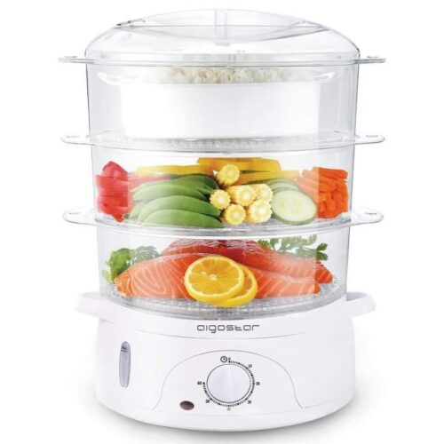 Zu sehen ist AZ Produktbild 1 zu folgenden Produkt: Aigostar Fitfoodie 30CFO - Dampfgarer mit Timer 9L