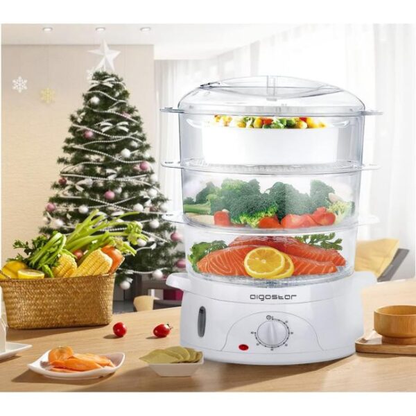 Aigostar Fitfoodie 30CFO - Dampfgarer mit Timer 9L Bild 3 Zu sehen ist AZ Produktbild 3 zu folgenden Produkt: Aigostar Fitfoodie 30CFO - Dampfgarer mit Timer 9L