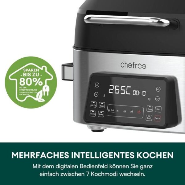 Zu sehen ist AZ Produktbild 4 zu folgenden Produkt: CHEFREE Gesundheitsgrill und Heißluftfritteuse