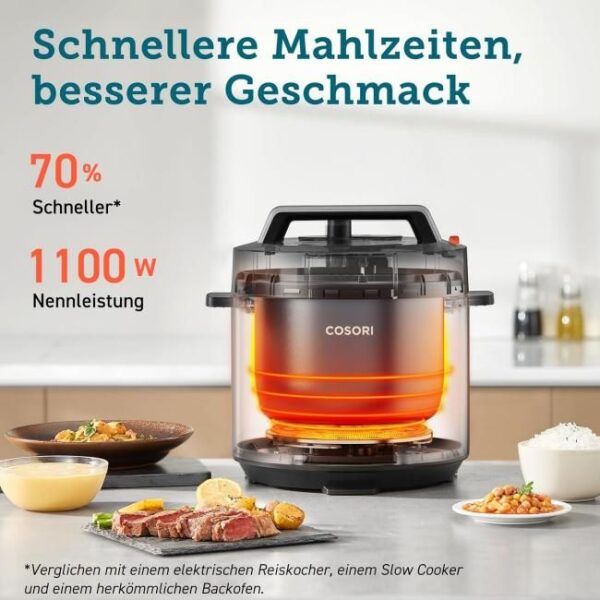 COSORI Schnellkochtopf, 9-in-1, Multikocher mit 14 Funktionen Bild 3 Zu sehen ist AZ Produktbild 3 zu folgenden Produkt: COSORI Schnellkochtopf, 9-in-1, Multikocher mit 14 Funktionen