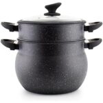 Zu sehen ist AZ Produktbild 1 zu folgenden Produkt: CousCous Topf/Dampfgarer Agadir 8 Liter, Couscoussiere (3-in-1) Dämpfer Induktion mit Glasdeckel