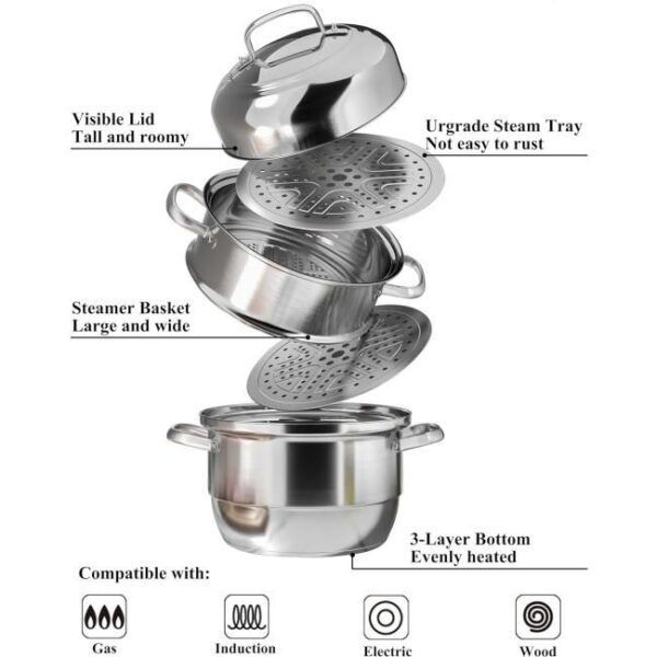 Dampfgarer Topf Induktion VENTION, Dampfkocher 28 cm, Dampftopf Groß Bild 3 Zu sehen ist AZ Produktbild 3 zu folgenden Produkt: Dampfgarer Topf Induktion VENTION, Dampfkocher 28 cm, Dampftopf Groß