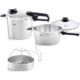 Fissler Vitavit Premium / Schnellkochtopf-Set, 5-teilig (6l - Ø 22 cm & Schnellbratpfanne 3,5l - Ø 22 cm) inkl. Metall-Deckel, Glas-Deckel, Einsatz - Induktion Bild 1 Zu sehen ist AZ Produktbild 1 zu folgenden Produkt: Fissler Vitavit Premium 5tlg. Schnellkochtopf-Set