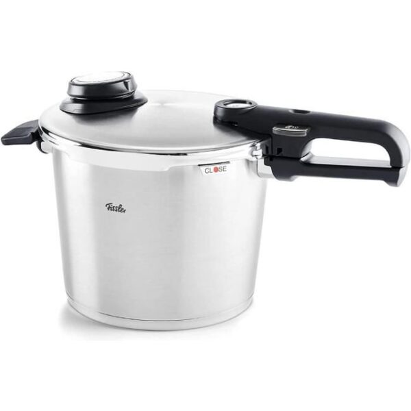 Fissler Vitavit Premium / Schnellkochtopf (6 L, Ø 22 cm) Edelstahl-Dampfkochtopf,4-Garstufen, inkl. Einsatz - Induktion Bild 1 Zu sehen ist AZ Produktbild 1 zu folgenden Produkt: Fissler Vitavit Premium 8L und Fissler Vitavit Premium 6l