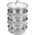 Zu sehen ist AZ Produktbild 2 zu folgenden Produkt: GRÄWE Topf mit 2 Dampfeinsätzen und Glasdeckel, Kochtopf zum Dünsten, 28 cm, Dampftopf, Dampfgarer, Gemüse- und Kartoffeldämpfer, spülmaschinengeeignet, induktionsgeeignet