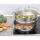 Zu sehen ist AZ Produktbild 3 zu folgenden Produkt: GRÄWE Topf mit 2 Dampfeinsätzen und Glasdeckel, Kochtopf zum Dünsten, 28 cm, Dampftopf, Dampfgarer, Gemüse- und Kartoffeldämpfer, spülmaschinengeeignet, induktionsgeeignet