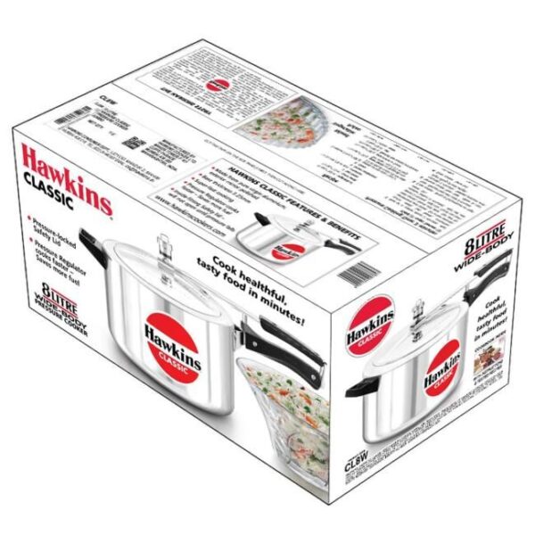 Hawkins Classic CL8W Schnellkochtopf aus Aluminium, 8 l Bild 3 Zu sehen ist AZ Produktbild 3 zu folgenden Produkt: Hawkins Classic CL8W Schnellkochtopf aus Aluminium, 8 l