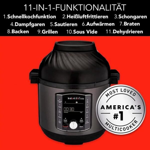 Zu sehen ist AZ Produktbild 2 zu folgenden Produkt: Instant Pot Pro Crisp 11-in-1-Elektro-Multikocher