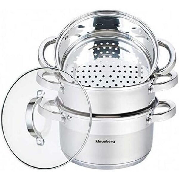 Klausberg Mantowarka Dampfkocher 20cm Set Induktion Kochtopf Dampfgarer Glasdeck 4 Elemente KB-7139 Zu sehen ist AZ Produktbild 1 zu folgenden Produkt: Klausberg Dampfkocher 20cm Set Induktion Kochtopf