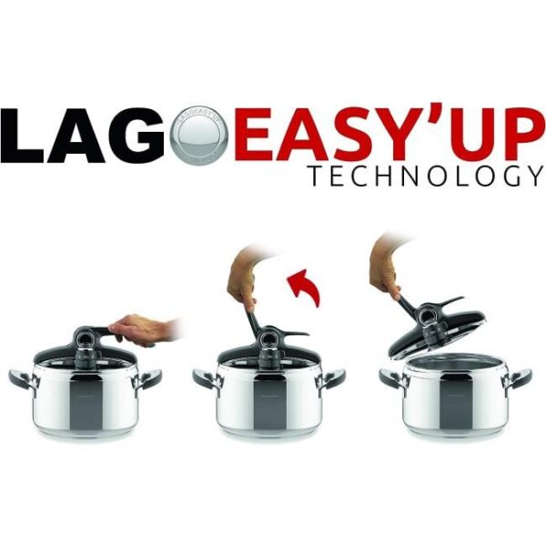 Zu sehen ist AZ Produktbild 2 zu folgenden Produkt: Lagostina Irradial Control Lagoeasy'UP 5 l Schnellkochtopf aus Edelstahl