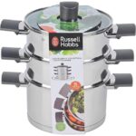 Zu sehen ist AZ Produktbild 4 zu folgenden Produkt: Russell Hobbs RH01170EU Excellence 3-teilig stapelbar Dampfgarer - 18cm-Dampfgarer-Set