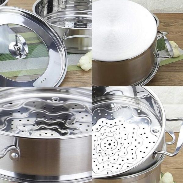 SaifFe Edelstahl-Dampfgarer, Pfannen-Set, Doppellagiges Koch-Dampfgarer-Topf, Induktionskochfeld, Gas-Kochgeschirr, Topf-Dampfgarer-Set Bild 3 Zu sehen ist AZ Produktbild 3 zu folgenden Produkt: SaifFe Edelstahl-Dampfgarer, Pfannen-Set, Doppellagiges Koch-Dampfgarer-Topf, Induktionskochfeld, Gas-Kochgeschirr, Topf-Dampfgarer-Set