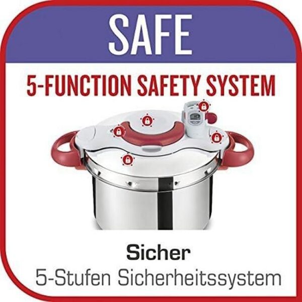 Zu sehen ist AZ Produktbild 5 zu folgenden Produkt: Tefal P46207 | Clipso Minut' Perfect Schnellkochtopf | mit Garbkorb und Timer | 6Liter | edelstahl