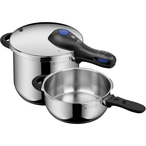 Zu sehen ist AZ Produktbild 1 zu folgenden Produkt: WMF Perfect Plus Schnellkochtopf Set Induktion 2-teilig