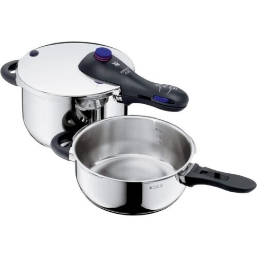 WMF Perfect Plus Schnellkochtopf Set Induktion 2-teilig, Dampfkochtopf 4,5l + 3l Bild 1 Zu sehen ist AZ Produktbild 1 zu folgenden Produkt: WMF Perfect Plus 4,5l Schnellkochtopf Set Induktion