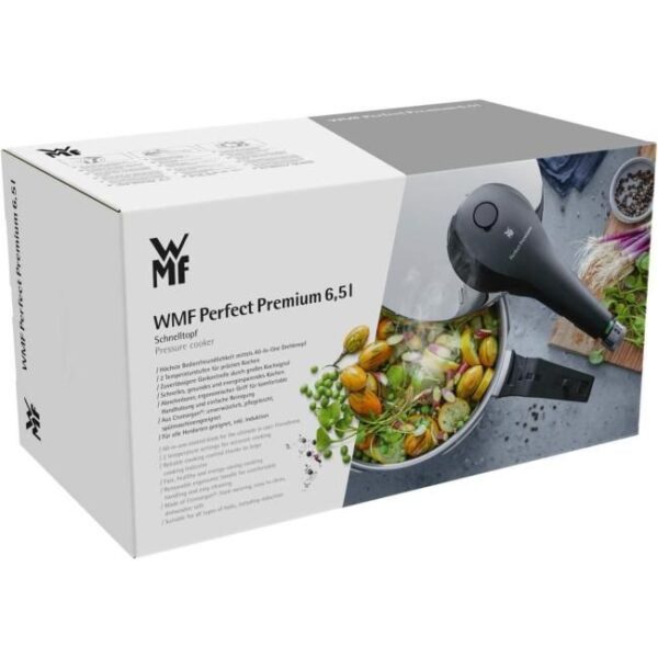 WMF Perfect Premium Schnellkochtopf Induktion 6,5l, Dampfkochtopf 22 cm, Cromargan Edelstahl poliert, 2 Kochstufen, All-In-One-Drehknopf Bild 3 Zu sehen ist AZ Produktbild 3 zu folgenden Produkt: WMF Perfect Premium Schnellkochtopf Induktion 6,5l, Dampfkochtopf 22 cm, Cromargan Edelstahl poliert, 2 Kochstufen, All-In-One-Drehknopf