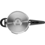 Zu sehen ist AZ Produktbild 3 zu folgenden Produkt: WMF Perfect Schnellkochtopf Induktion 2,5l, Dampfkochtopf, großes Kochsignal, 2 Kochstufen, abnehmbarer Deckelgriff, Cromargan Edelstahl