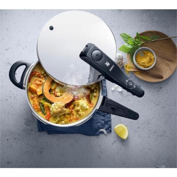 WMF Perfect Schnellkochtopf Set Induktion 2-teilig, Dampfkochtopf 4,5l + 3l Bild 4 Zu sehen ist AZ Produktbild 4 zu folgenden Produkt: WMF Perfect Schnellkochtopf Set Induktion 2-teilig, Dampfkochtopf 4,5l + 3l