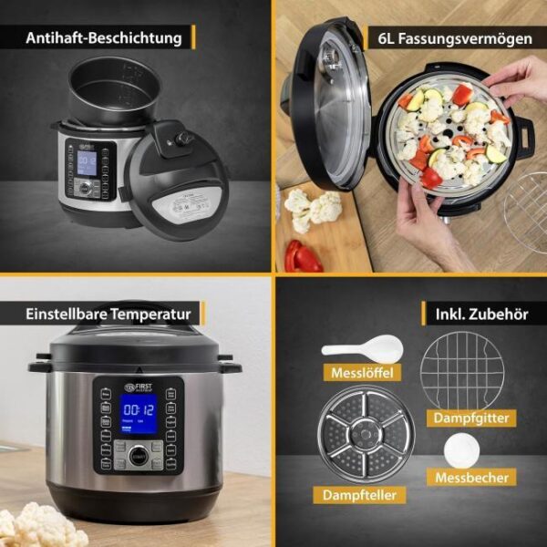 AZ-TZS First Austria E-Druckkochtopf 6l -3 Zu sehen ist AZ Produktbild 3 zu folgenden Produkt: TZS First Austria E-Druckkochtopf 6l