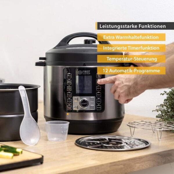AZ-TZS First Austria E-Druckkochtopf 6l -4 Zu sehen ist AZ Produktbild 4 zu folgenden Produkt: TZS First Austria E-Druckkochtopf 6l