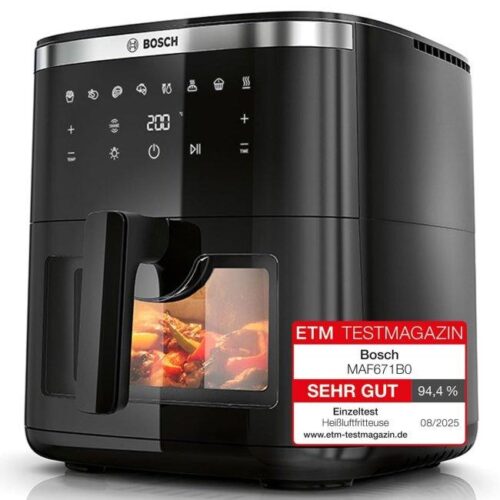 Zu sehen ist AZ Produktbild 1 zu folgenden Produkt: Bosch Heißluftfritteuse Serie 6 XXL 7,2 L